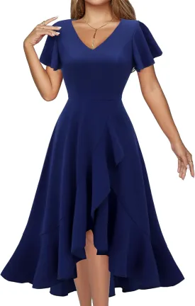DRESSTELLS Women's Cocktail Dresses, Formal Wedding Guest High Low Graduation Party Evening Prom Dress 2025