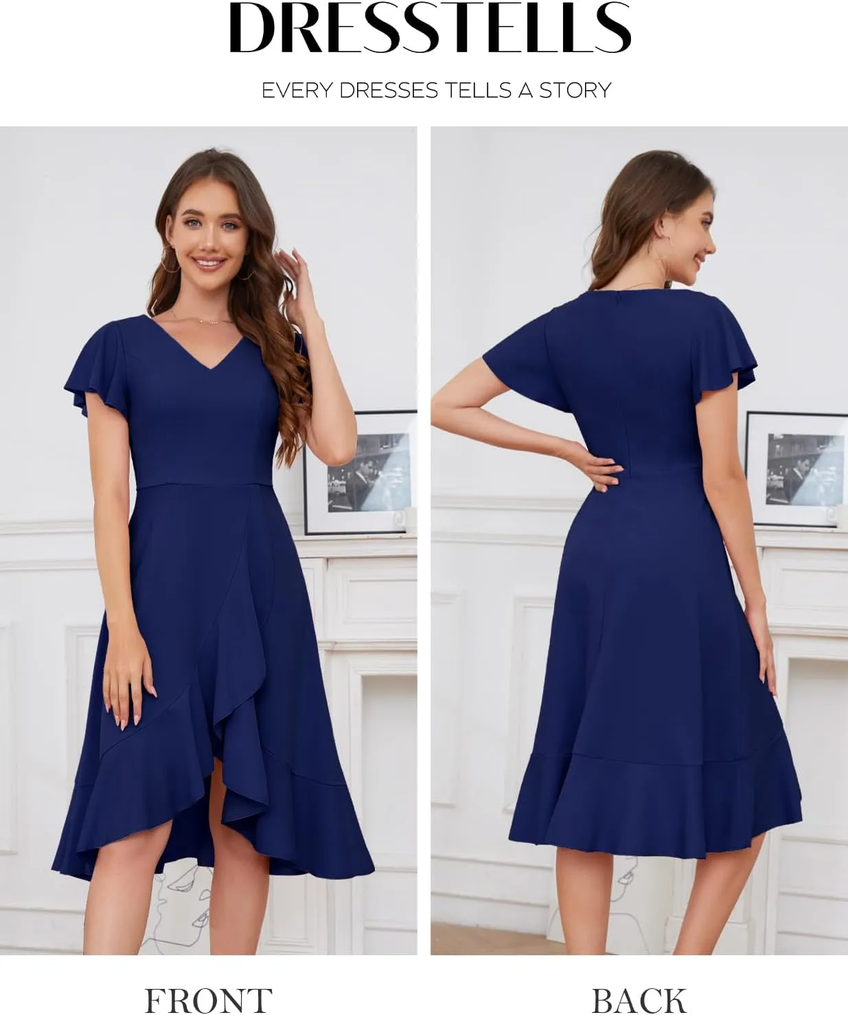 DRESSTELLS Women's Cocktail Dresses, Formal Wedding Guest High Low Graduation Party Evening Prom Dress 2025