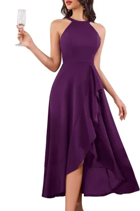 Dressystar Womens Halter Split Hem Party Dress Elegant Long Formal Prom Dress Cocktail Wedding Guest Maxi Dresses