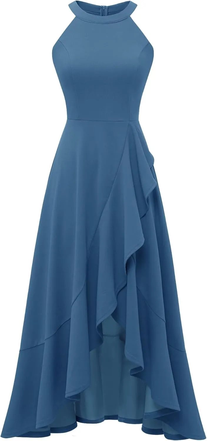 Dressystar Womens Halter Split Hem Party Dress Elegant Long Formal Prom Dress Cocktail Wedding Guest Maxi Dresses