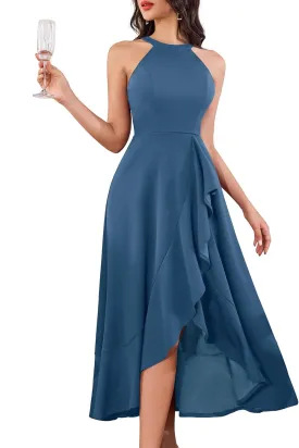 Dressystar Womens Halter Split Hem Party Dress Elegant Long Formal Prom Dress Cocktail Wedding Guest Maxi Dresses