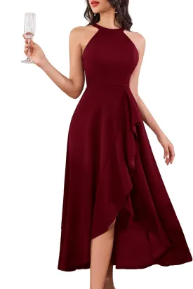 Dressystar Womens Halter Split Hem Party Dress Elegant Long Formal Prom Dress Cocktail Wedding Guest Maxi Dresses