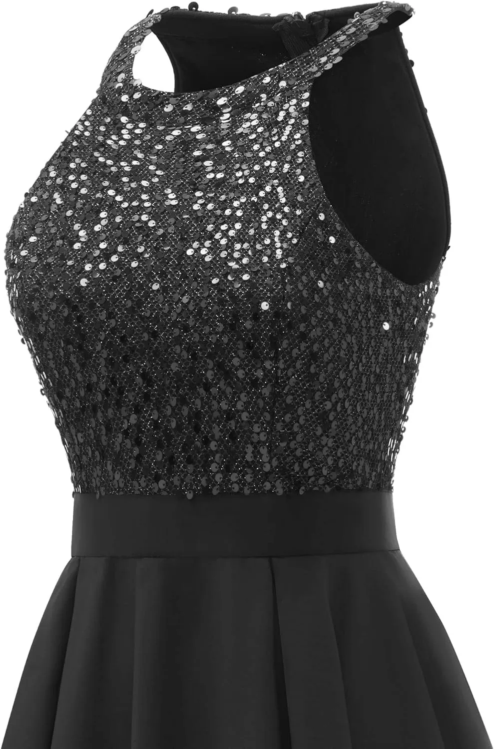Dressystar Women's Sequin Halter Cocktail Prom Dresses Hi-Lo Sparkly Glitter Homecoming Bridesmaid Wedding Dress