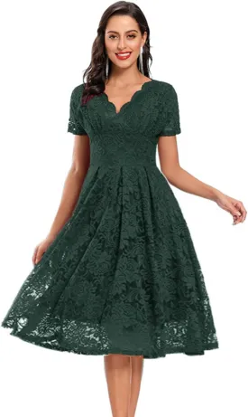 Firzero Formal Dresses for Women Vintage 50s Evening Party Dresses Sleeveless Floral Embroidery Mesh Lace Cocktail Dress
