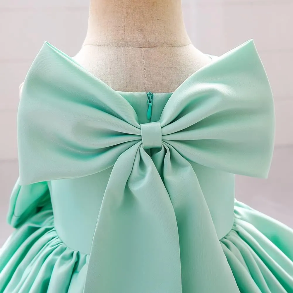 IDOPIP Flower Girl Bowknot Tutu Dress for Kids Baby Princess Wedding Bridesmaid Birthday Party Pageant Baptism Dresses 6M-10T