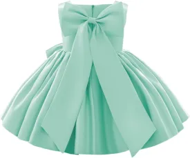 IDOPIP Flower Girl Bowknot Tutu Dress for Kids Baby Princess Wedding Bridesmaid Birthday Party Pageant Baptism Dresses 6M-10T