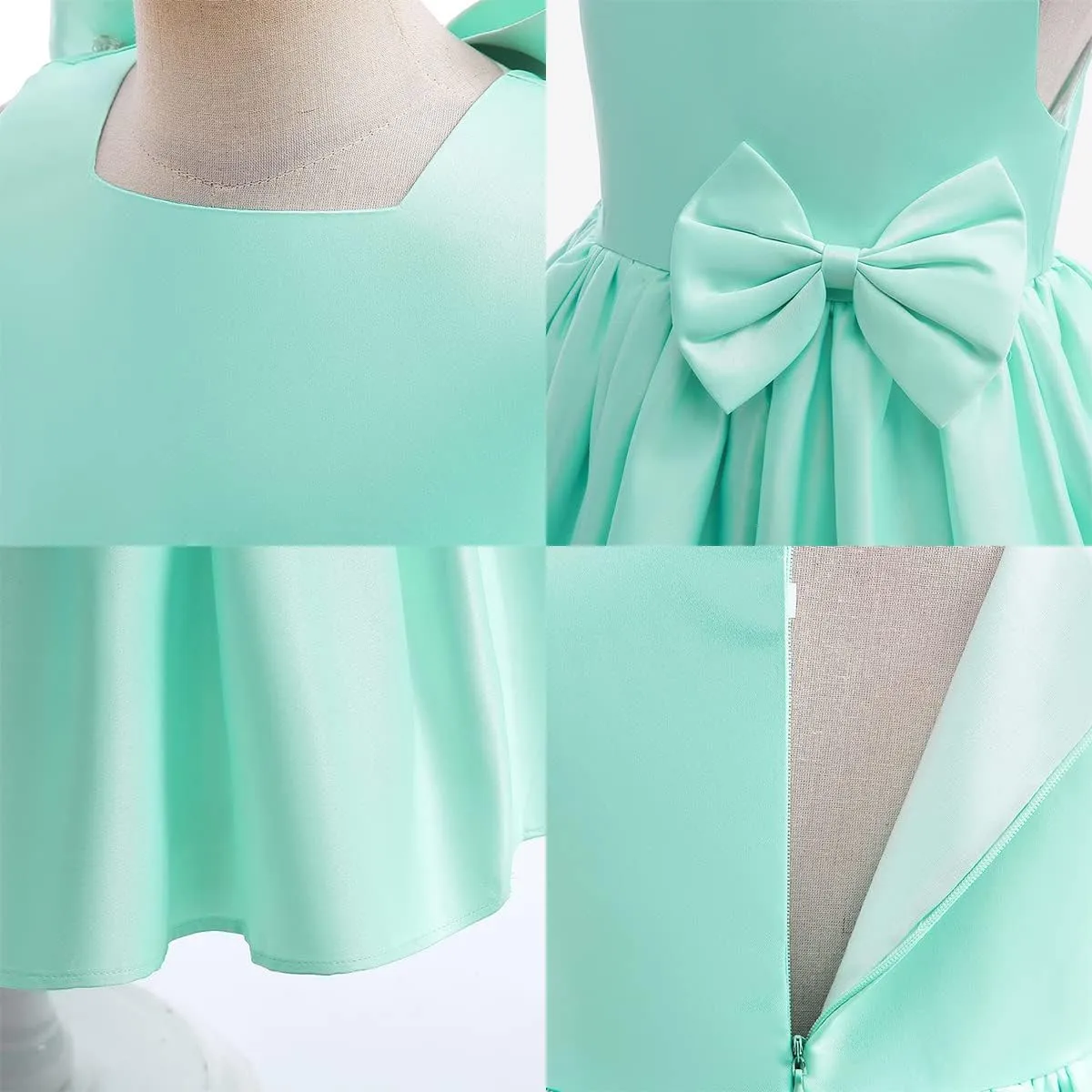 IDOPIP Flower Girl Bowknot Tutu Dress for Kids Baby Princess Wedding Bridesmaid Birthday Party Pageant Baptism Dresses 6M-10T