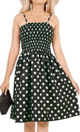 LA LEELA Women's Pirates Evening Party Caribbean Pirate Knee Length Smocked Dress Tube Top Dresses for Women