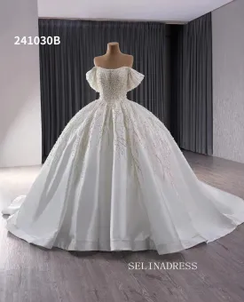 Luxury Haute Couture Wedding Dress Ball Gown Pearl Beaded Bridal Gowns 241030B