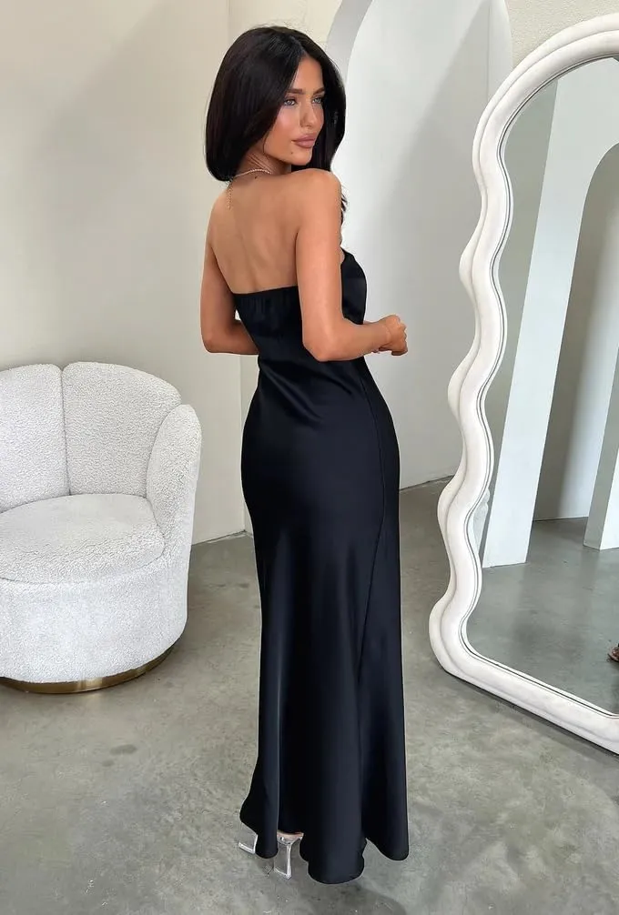 Memoriesea Women's Sexy Strapless Tube Bodycon Backless Wedding Guest Party Maxi Dress