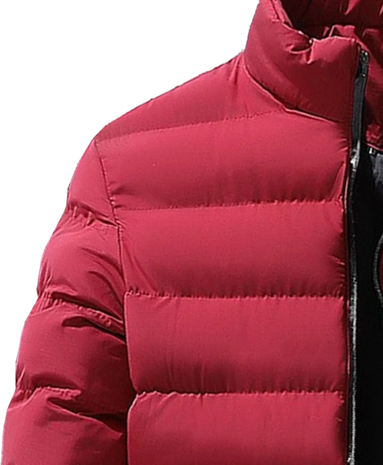 Men's Insulated Winter Plush Jacket Solid Color Thick Warm Outwear Padded Puffy Coat for Ski Hiking Travel