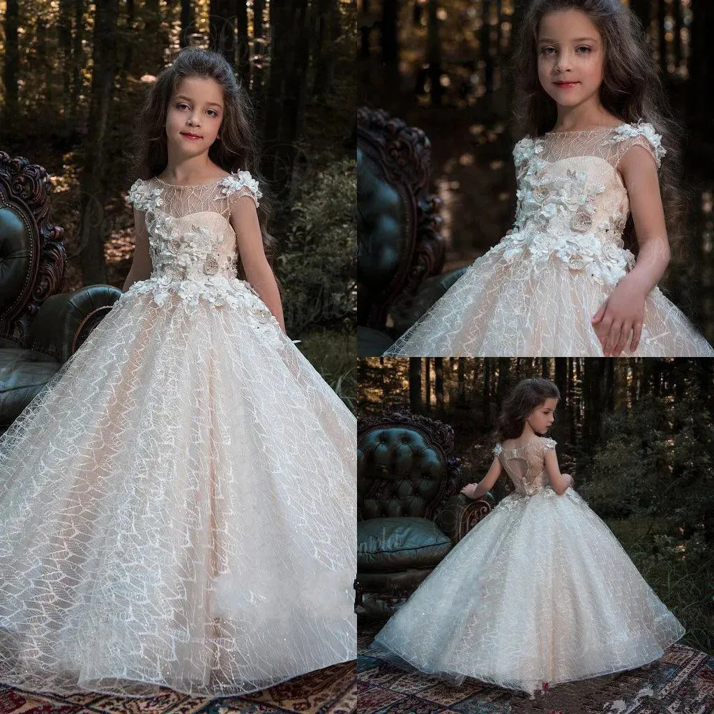 New Puffy Lace Flower Girl Dress For Wedding Ball Gown