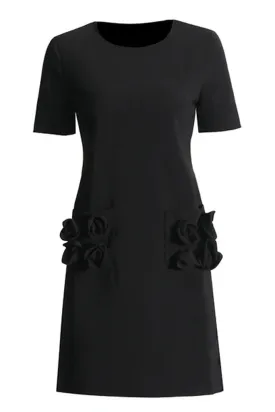 Ondine Black Floral Mini Dress