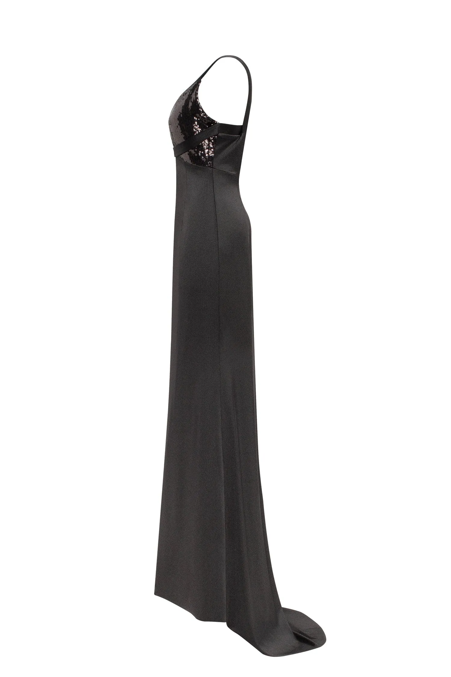 Show-stealer black maxi dress with a V-neckline, Smoky Quartz