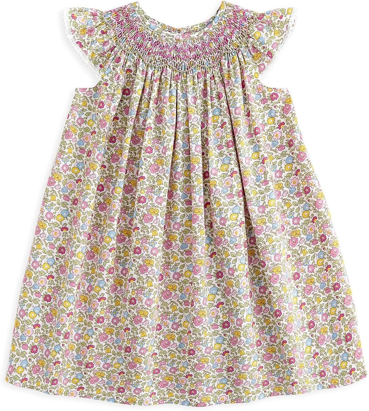 Simplee kids Baby Girl Smocked Dress Summer Casual Short Sleeve Dresses Floral Print Sundress Princess Dress for Toddlers