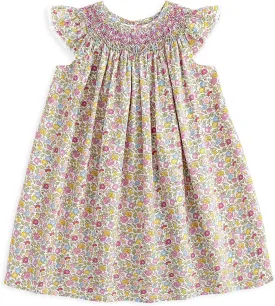 Simplee kids Baby Girl Smocked Dress Summer Casual Short Sleeve Dresses Floral Print Sundress Princess Dress for Toddlers