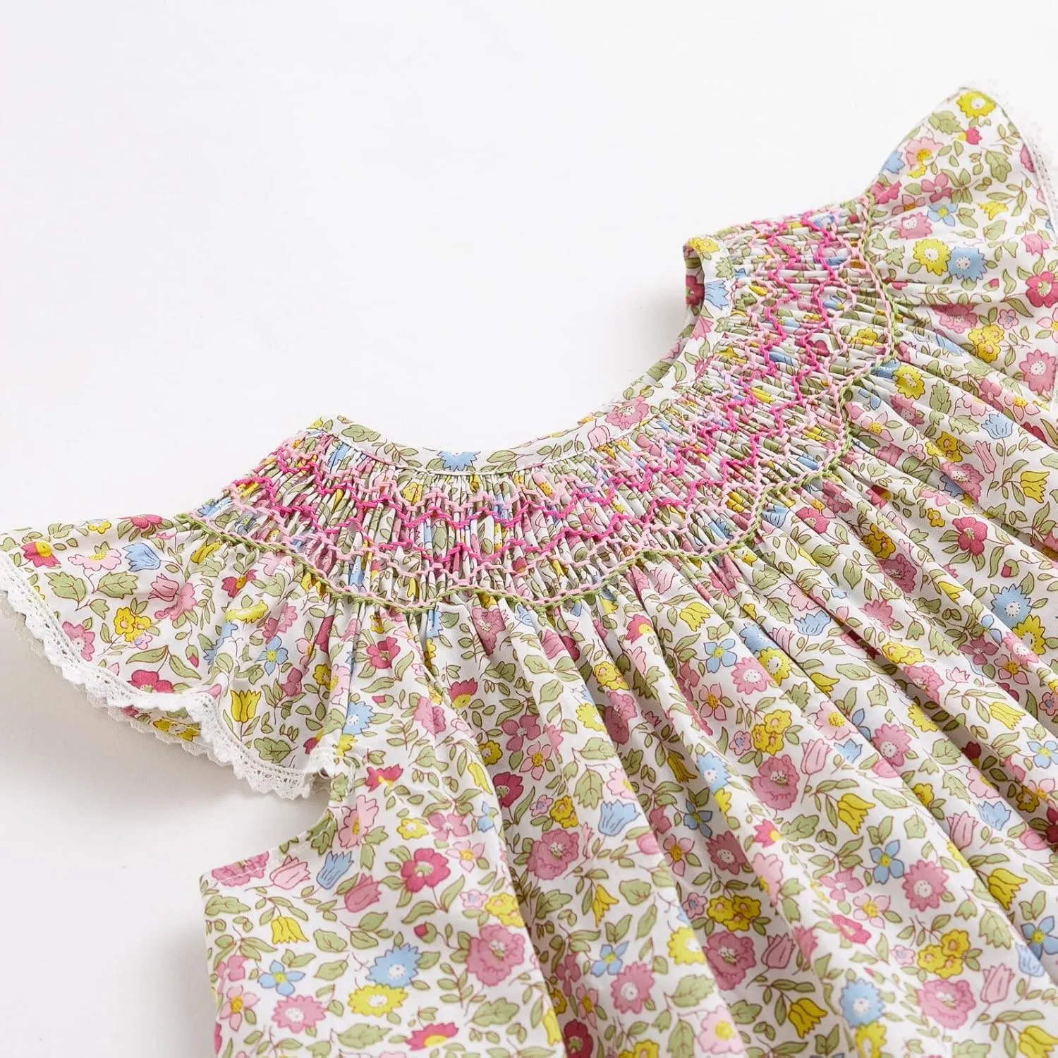 Simplee kids Baby Girl Smocked Dress Summer Casual Short Sleeve Dresses Floral Print Sundress Princess Dress for Toddlers
