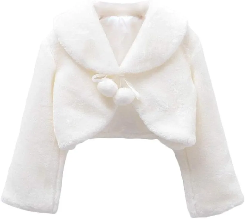 SK Studio Girls Princess Faux Fur Flower Bolero Shrug Party Wedding Dress Up