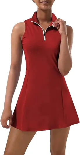 Tennis Dress for Women, Tennis Golf Dresses with Built in Shorts and Pockets for Sleeveless Workout Athletic Dresses