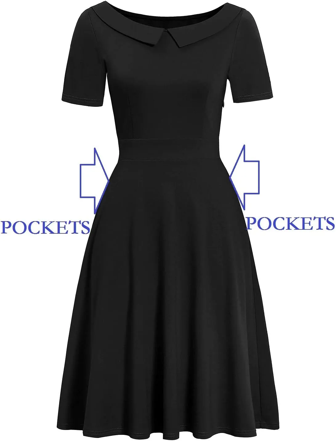 Women's Elegant Vintage Cotton Casual Floral Print Work Party Peter Pan Collar A-Line Dress with Pockets 978