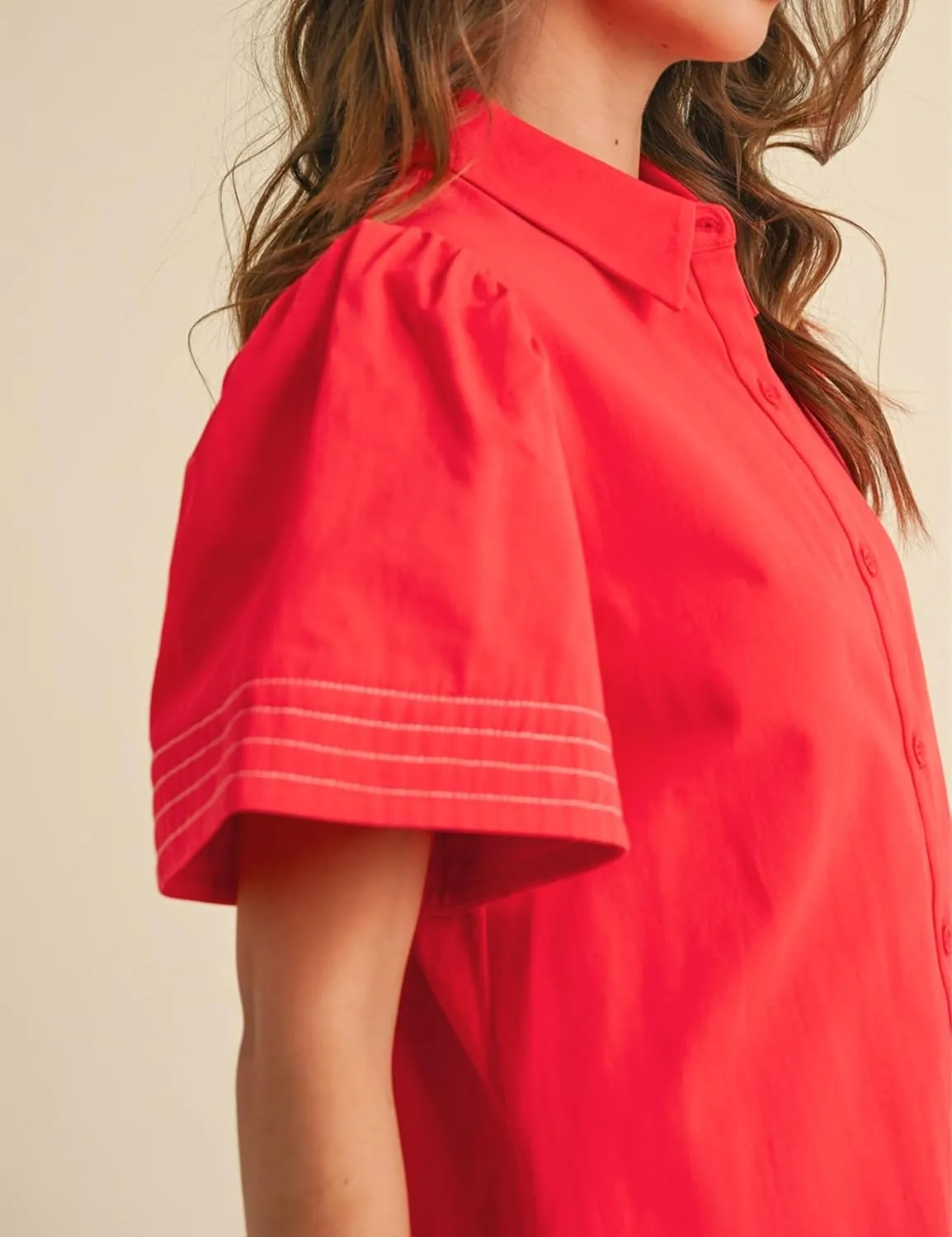 Womens Short Sleeve Button Down Mini Shirt Dress Lapel Collar Short Dresses with Pocket