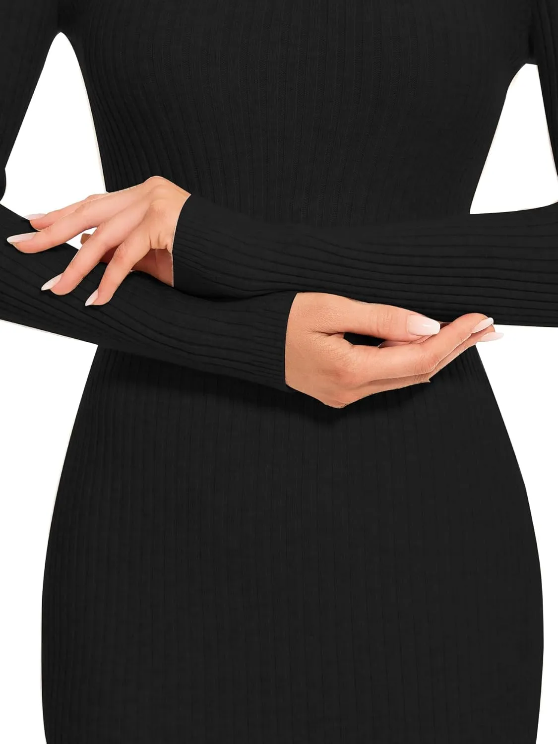 Women's Sweater Dress Long Sleeve Ribbed Stretch Slim Fit Bodycon Dress for Fall Winter