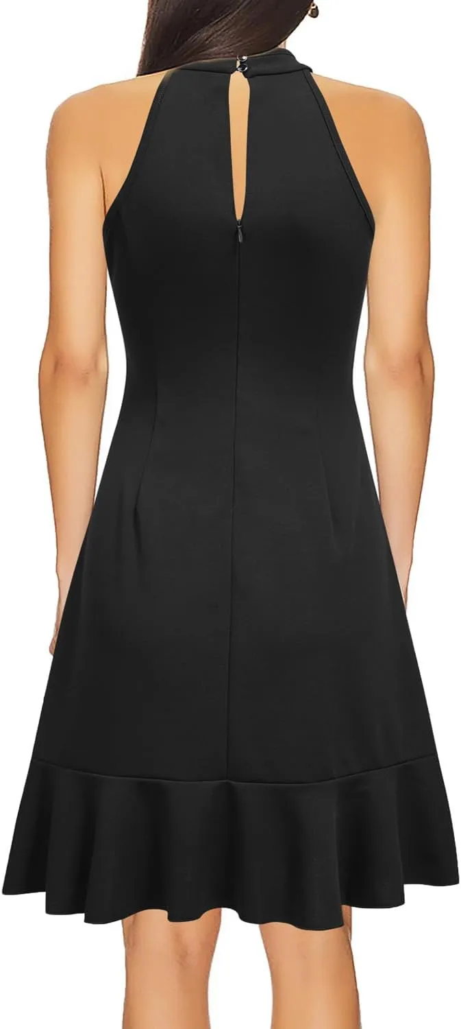 WOOSEA Womens Cocktail Prom Dress Sleeveless Halter Neck Evening Party Short Homecoming Dresses
