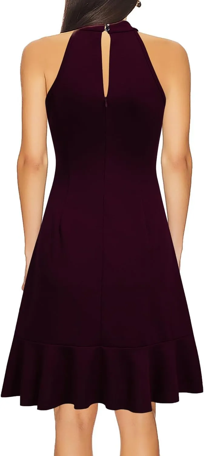 WOOSEA Womens Cocktail Prom Dress Sleeveless Halter Neck Evening Party Short Homecoming Dresses